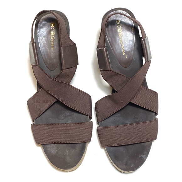 BCBGeneration Brown Wedge Sandal Size 7.5 - Picture 6 of 10